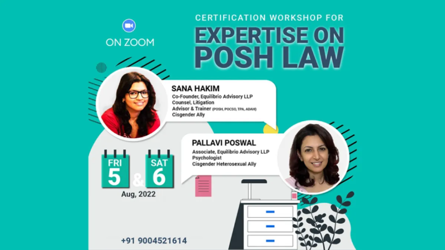 5th & 6th Aug 2022 – Two Days Workshop for Expertise on the Law against Sexual Harassment at Workplace
