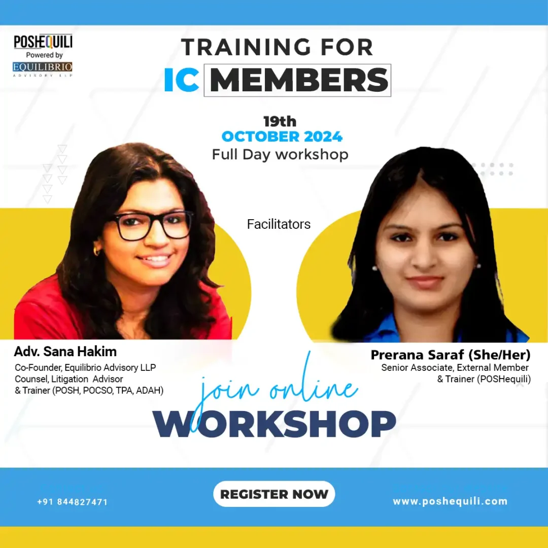 Certification Workshop for Internal Committee members for POSH (prevention of sexual harassment)