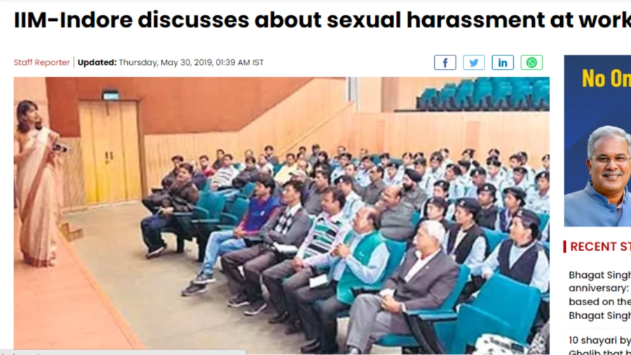 IIM-Indore discusses about sexual harassment at workplace